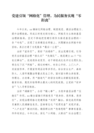 党建引领“网格化”管理，为民服务实现“零距离”