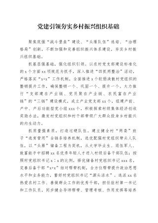党建引领夯实乡村振兴组织基础