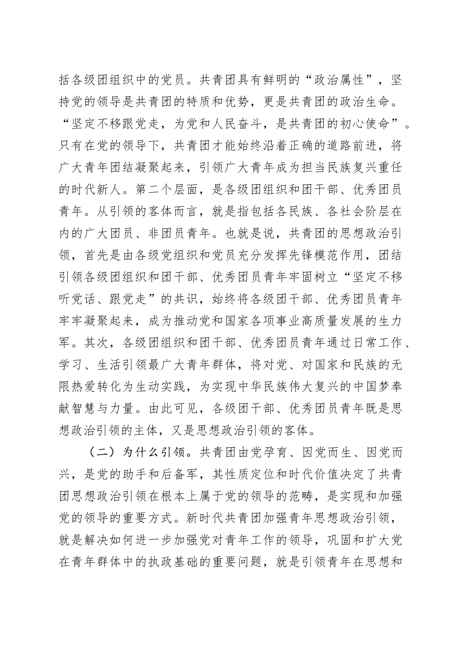 党课：加强共青团思想政治引领，培育堪当民族复兴重任的时代新人_第2页