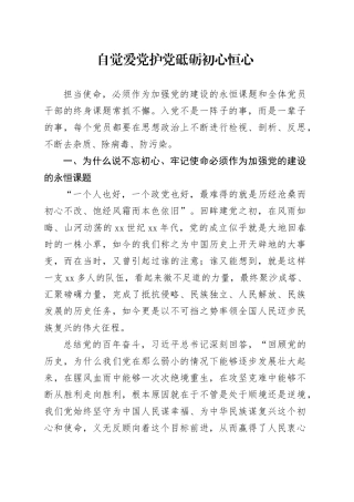 党课：自觉爱党护党  砥砺初心恒心