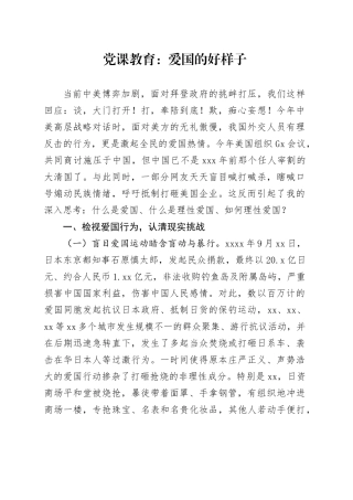 党课教育：爱国的好样子