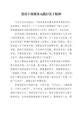 党员干部要深入践行实干精神