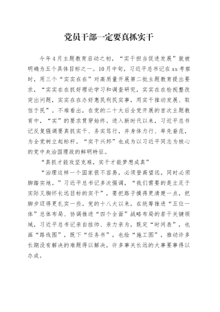 党员干部一定要真抓实干