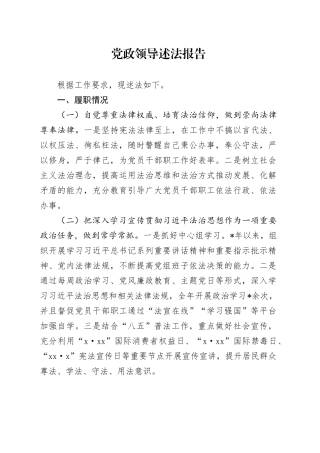 党政领导述法报告