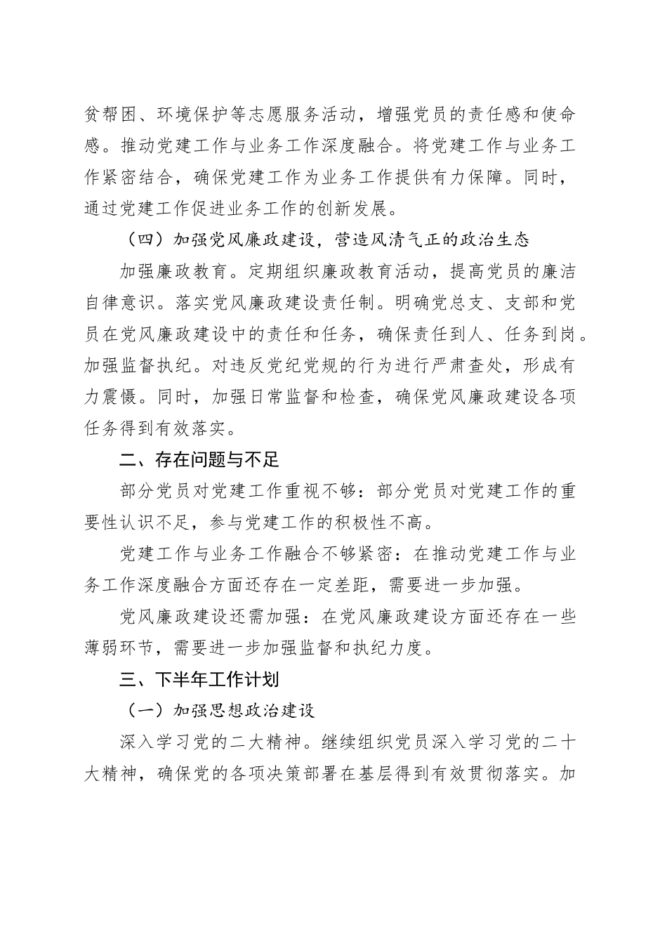 党总支2024年上半年工作总结与下半年工作计划（1679字）_第2页