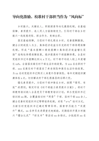 导向化激励，校准村干部担当作为“风向标”