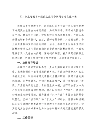第二批主题教育专题民主生活会问题整改实施方案20240221