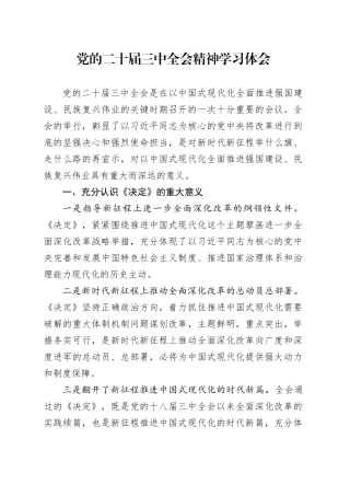 第一议题：20240719党的二十届三中全会精神学习体会
