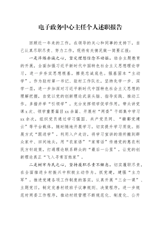 电子政务中心主任个人述职报告