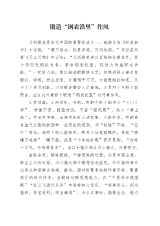 锻造“钢表铁里”作风