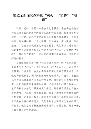 锻造全面深化改革的“利刃”“坚桥”“硬锚”