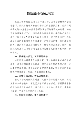 锻造新时代政法铁军