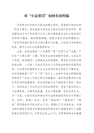 对“小过重罚”如何有效纠偏