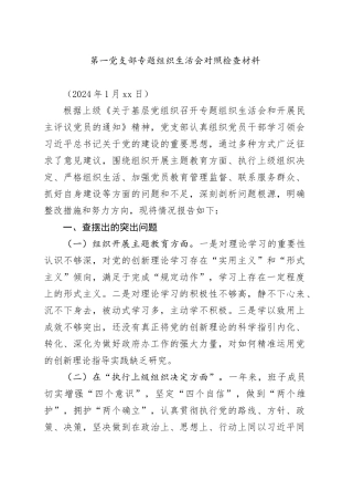 对照检查材料  支部2024.1.18
