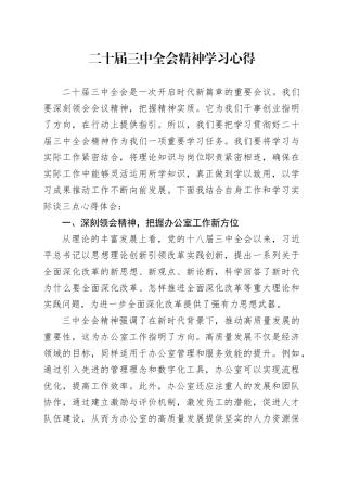 二十届三中全会精神学习心得