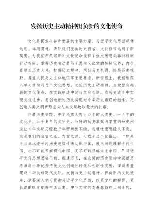 发扬历史主动精神 担负新的文化使命