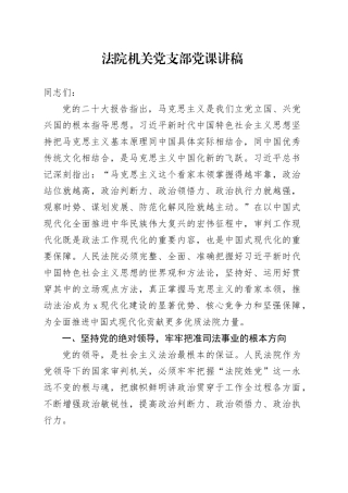 法院机关党支部党课讲稿20240816