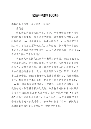 法院中层副职竞聘演讲稿