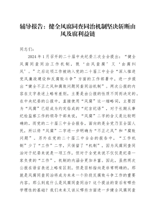 辅导报告：健全风腐同查同治机制 坚决斩断由风及腐利益链
