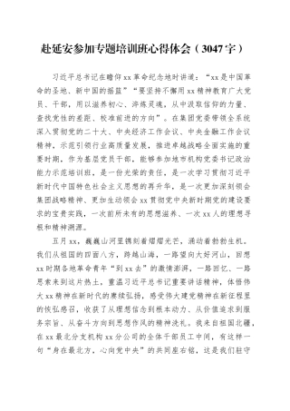赴延安参加专题培训班心得体会（3047字）