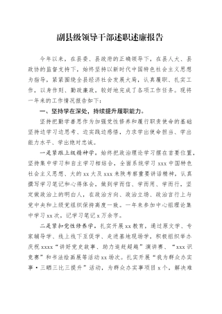 副县级领导干部述职述廉报告
