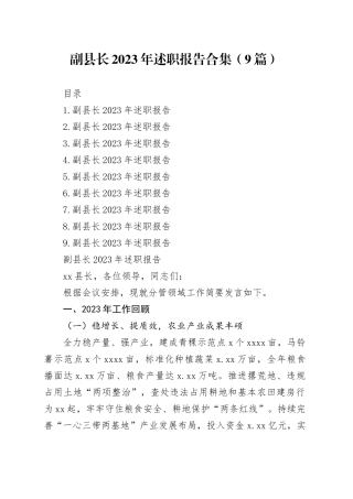 副县长2023年述职报告合集（9篇）