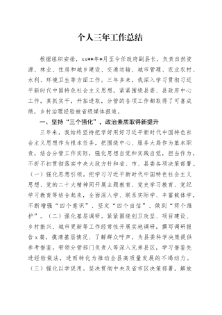 副县长个人三年工作总结2400字