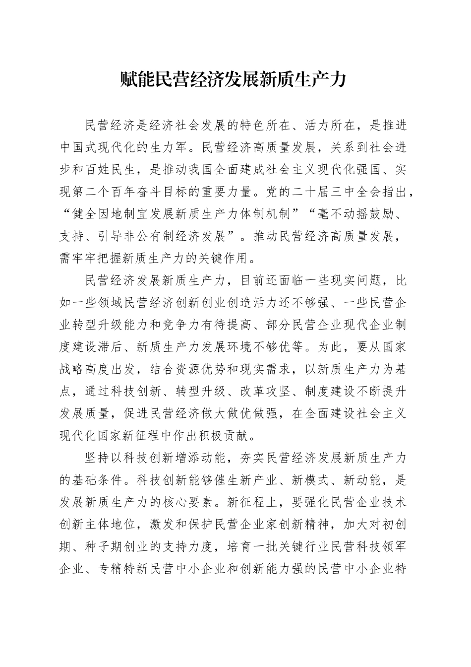 赋能民营经济发展新质生产力_第1页