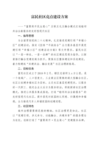 富民社区亮点建设方案
