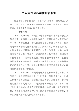 个人党性分析剖析报告材料20240821