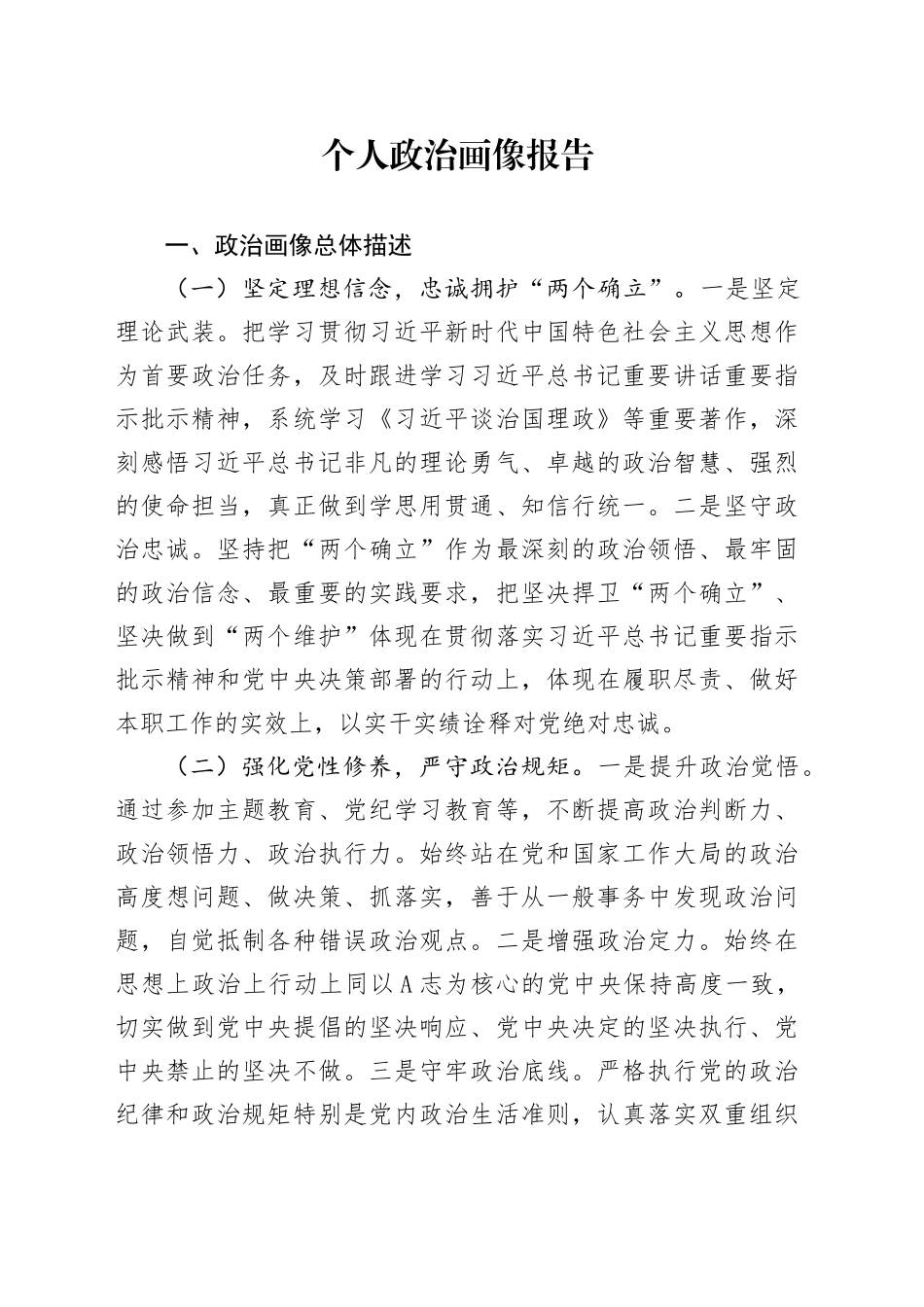 个人政治画像报告3400字_第1页