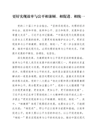 更好实现效率与公平相兼顾、相促进、相统一