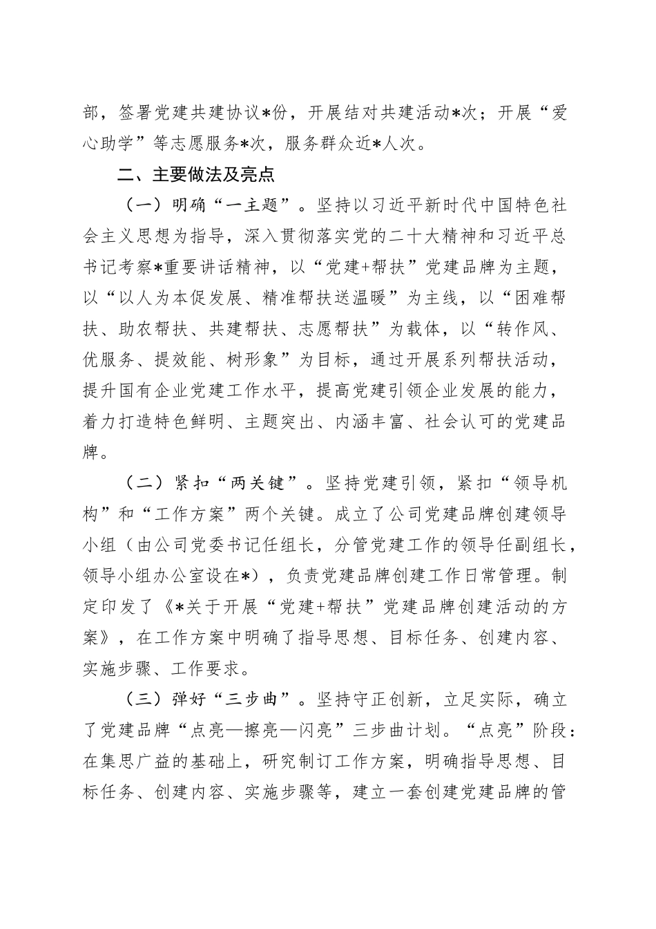 公司“一企一品”党建品牌创建工作总结3100字_第2页