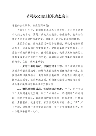 公司办公主任任职表态发言