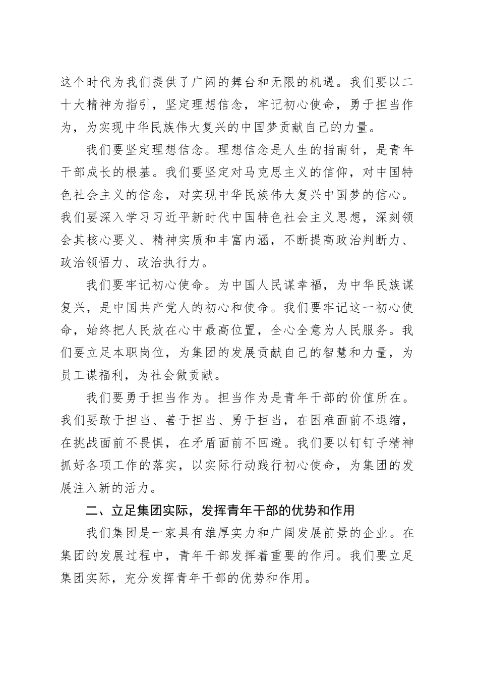 公司青年干部座谈会讲话：青春奋进正当时 砥砺前行谱新篇20241009_第2页