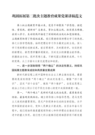 巩固拓展第二批主题教育成果党课讲稿20240205