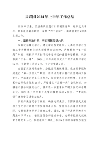 共青团2024年上半年工作总结