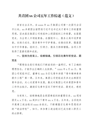 共青团xx公司五年工作综述（范文）