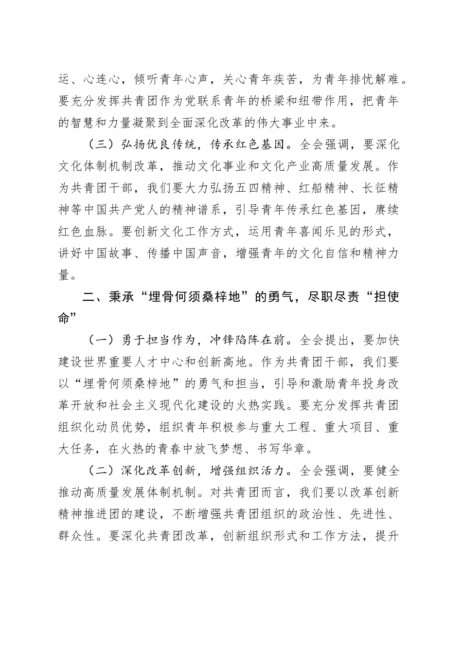 共青团干部学习贯彻二十届三中全会精神发言材料_第2页