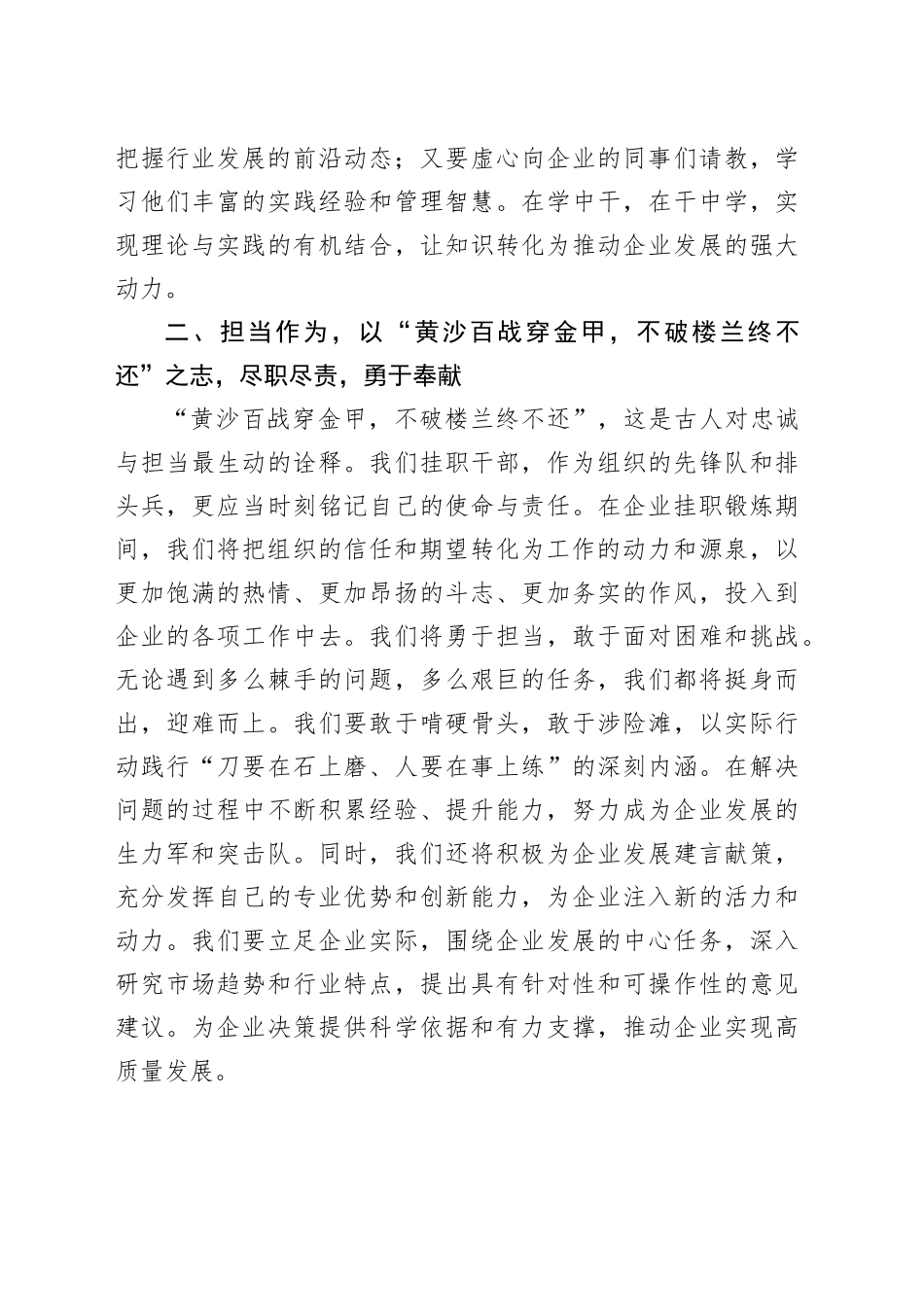 挂职干部表态发言：破浪乘风行万里，挂职砺剑谱新篇_第2页