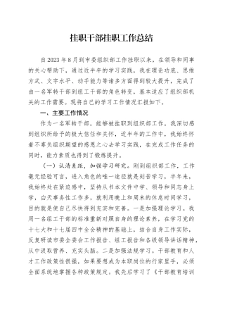 挂职干部挂职工作总结