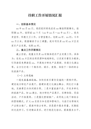 挂职工作开展情况汇报