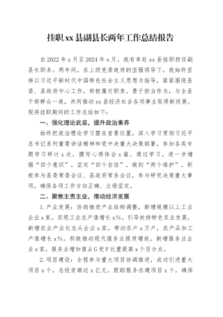 挂职县副县长两年工作总结报告