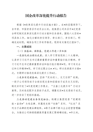 国企改革深化提升行动报告