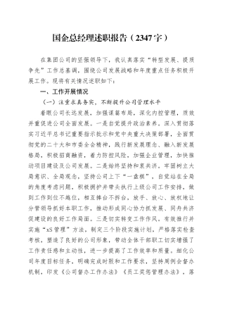 国企总经理述职报告（2347字）