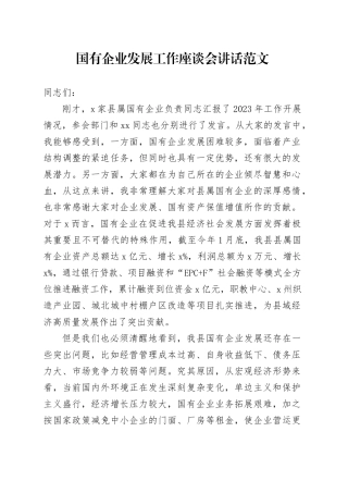 国有企业发展工作座谈会讲话20240221