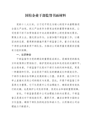 国有企业干部监督书面材料
