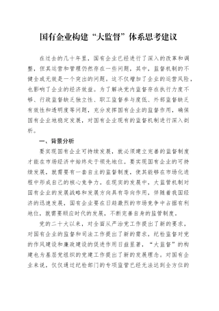 国有企业构建大监督体系思考建议20240429