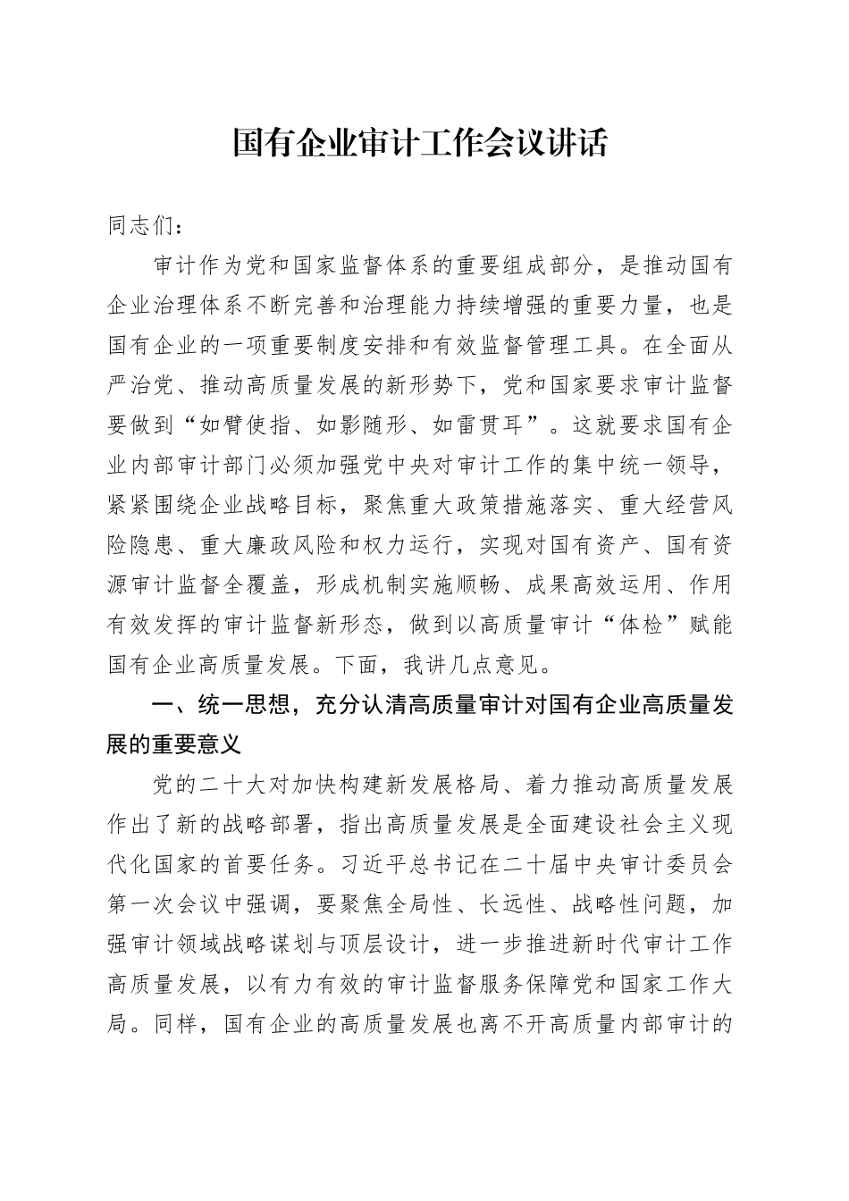 国有企业审计工作会议讲话20240812_第1页