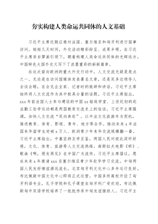 夯实构建人类命运共同体的人文基础